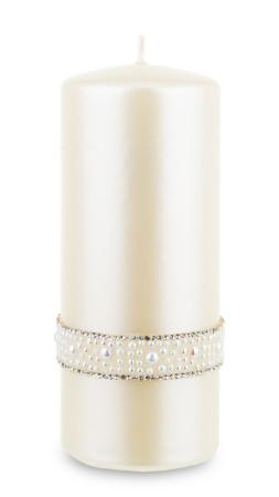 detail Sviečka veľká krémová s perlovým prúžkom GD DESIGN
