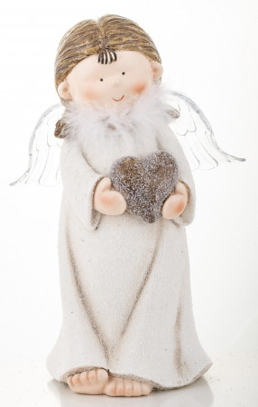 detail Vánoční figurka anděl chlapeček s led osvětlením GD DESIGN