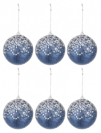 detail Vánoční baňky modrostříbrné sada 6 kusů GD DESIGN