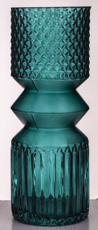 detail Tyrkysová váza se strukturou 30 cm GD DESIGN