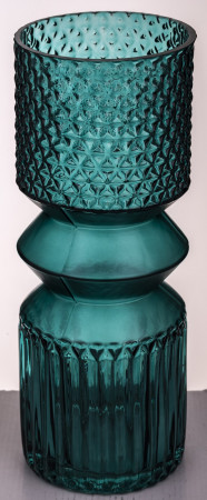 detail Tyrkysová váza se strukturou 30 cm GD DESIGN