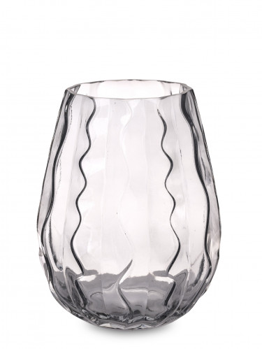 Sklenená váza s vlnitým povrchom 19 cm