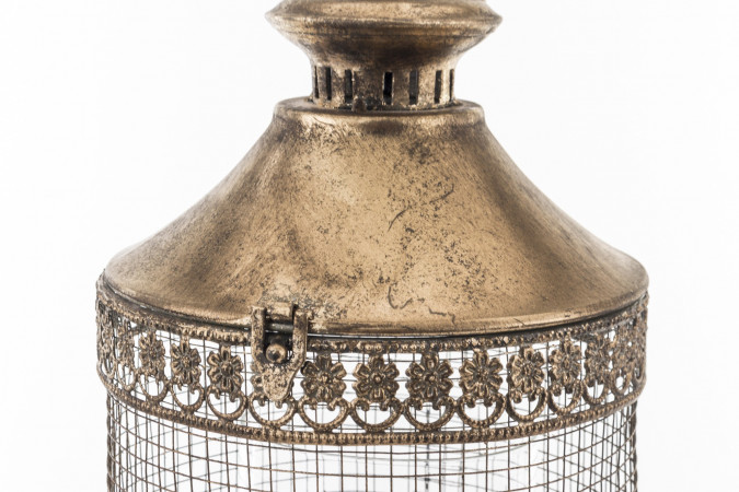 detail Kovová lucerna zlatá 44 cm GD DESIGN