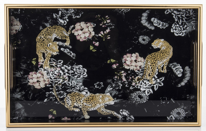 detail Hranatý tác leopardi a květiny GD DESIGN