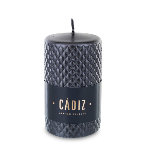 Čierna sviečka Cádiz valec 12x7 cm