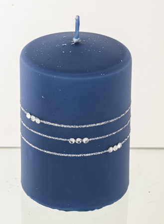 detail Modrá sviečka so striebornou ozdobou malá GD DESIGN