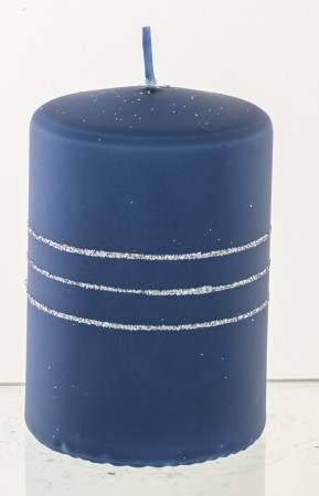 detail Modrá sviečka so striebornou ozdobou malá GD DESIGN