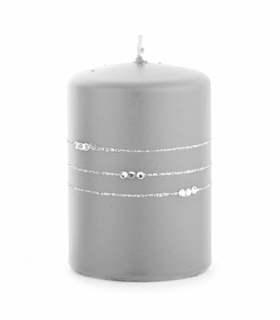 detail Sivá sviečka s ozdobným pásikom GD DESIGN