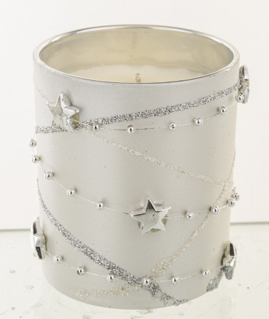 detail Vánoční svíčka ve skle se stříbrnou ozdobou GD DESIGN