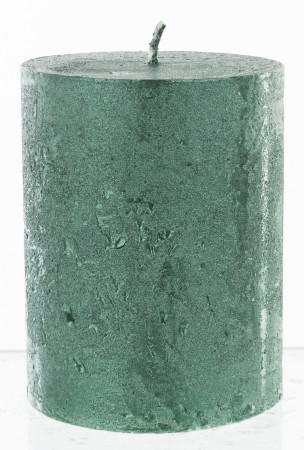 detail Metalická sviečka zelená Rustic malá GD DESIGN