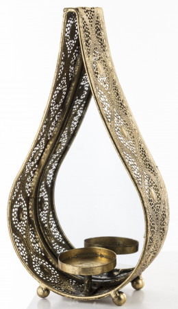detail Kovový svietnik so zrkadielkom zlatý GD DESIGN