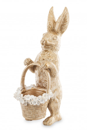 detail Figurka zlatý zajíc s košíkem GD DESIGN