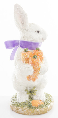 detail Biely zajac s mrkvou a fialovou mašľou 22 cm GD DESIGN
