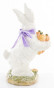 náhled Bílý zajíc s mrkví a fialovou mašlí 22 cm GD DESIGN