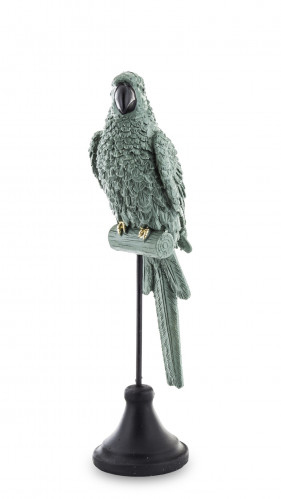 Figurka zelený papoušek na bidýlku 31 cm