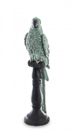 detail Figurka zelený papoušek na bidlu 31 cm GD DESIGN