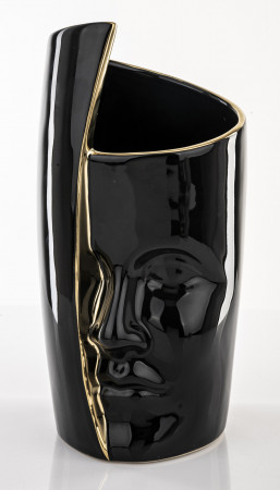 detail Černá váza obličej se zlatým detailem GD DESIGN