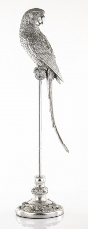 detail Figurka stříbrný papoušek na bidýlku GD DESIGN