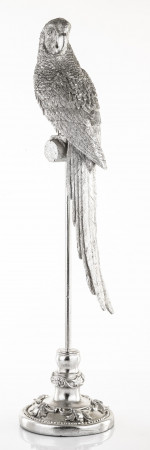 detail Figurka stříbrný papoušek na bidýlku GD DESIGN