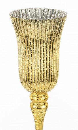 detail Skleněný zlatý svícen na stopce 40 cm GD DESIGN
