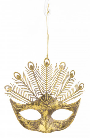 detail Vianočná dekorácia škraboška zlatá GD DESIGN