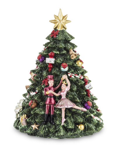 Vianočná dekorácia otáčajúci sa stromček s hracou skrinkou