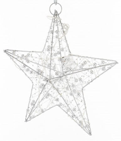 detail Dekorace stříbrná hvězda s LED osvětlením GD DESIGN