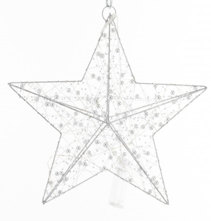 detail Dekorace stříbrná hvězda s LED osvětlením GD DESIGN