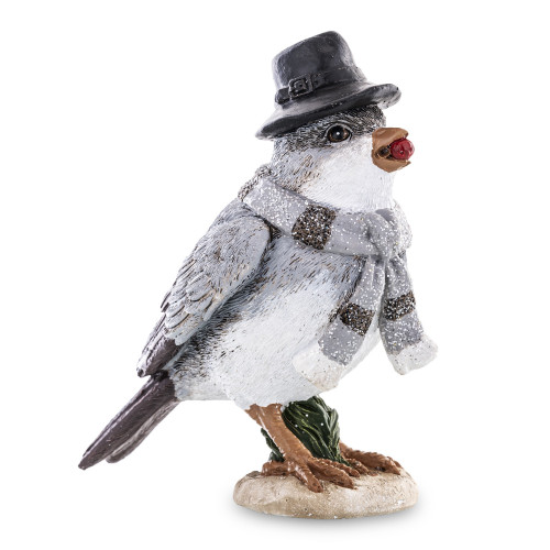 Zimný vtáčik s klobúkom figúrka