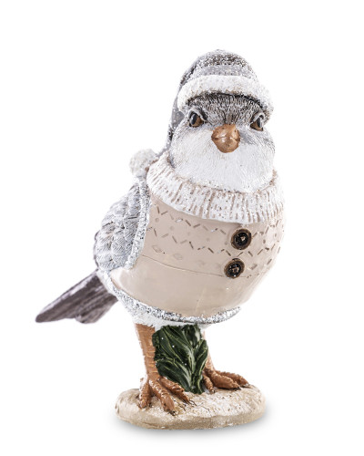 Zimný vtáčik so šedou čiapočkou figúrka