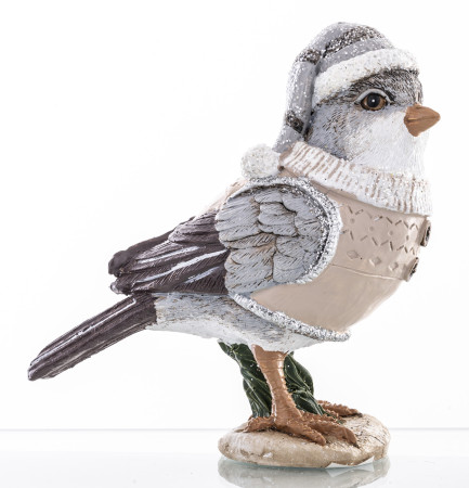 detail Zimný vtáčik so šedou čiapočkou figúrka GD DESIGN