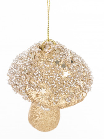 detail Vianočná ozdoba hríbik zlatý GD DESIGN