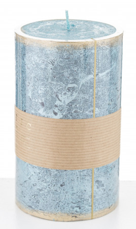 detail Sviečka valec Rustic tyrkysová s patinou 15 cm GD DESIGN