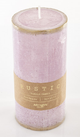 detail Ružová sviečka Rustic Patyn valec GD DESIGN