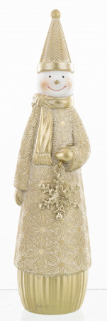 detail Vánoční figurka sněhulák ve zlaté barvě GD DESIGN