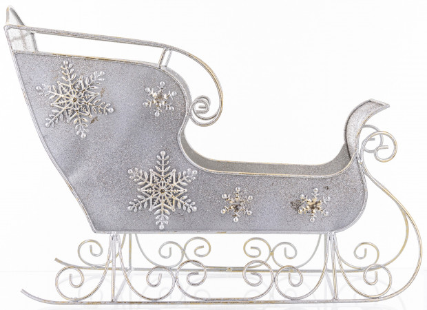 detail Vánoční dekorace sáňky stříbrné GD DESIGN