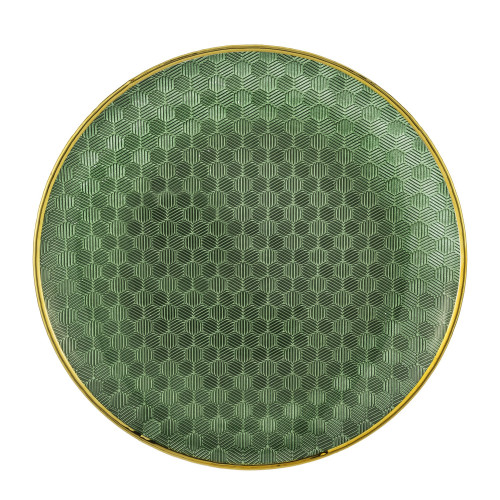 Dekoratívny sklenený tanier so zlatým okrajom