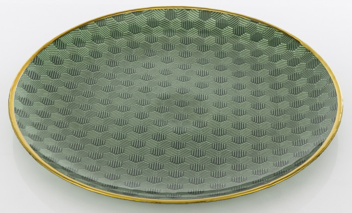 detail Dekoratívny sklenený tanier so zlatým okrajom GD DESIGN