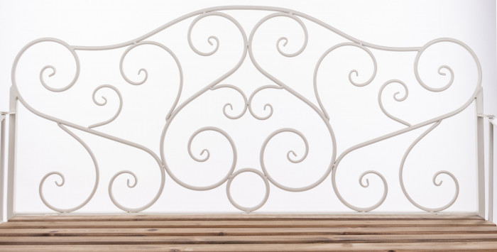detail Záhradná lavica kovová s drevom biela GD DESIGN