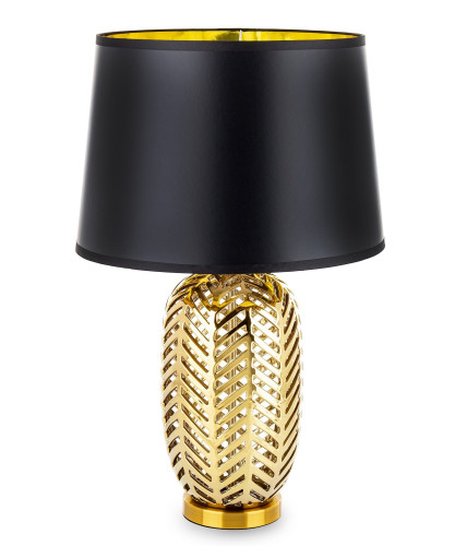 Kovová lampa zlatá s čiernym tienidlom