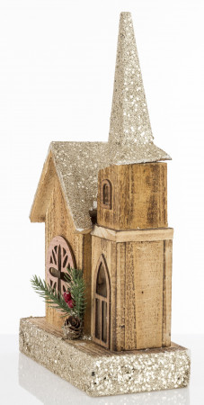 detail Vánoční led dekorace domeček s zlatou střechou GD DESIGN