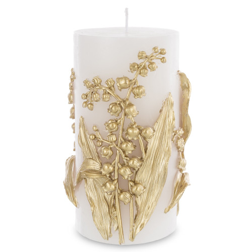 Biela sviečka so zlatou kvetinou