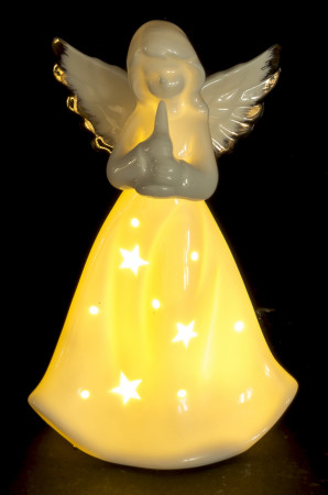 detail Porcelánový anděl s led osvětlením GD DESIGN