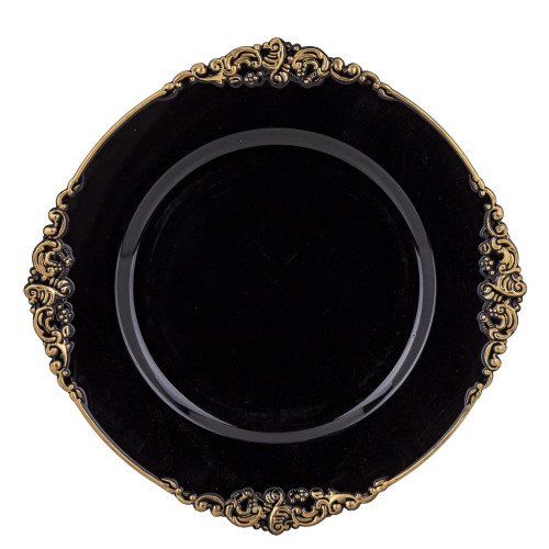 Dekoračný tanier čiernozlatý