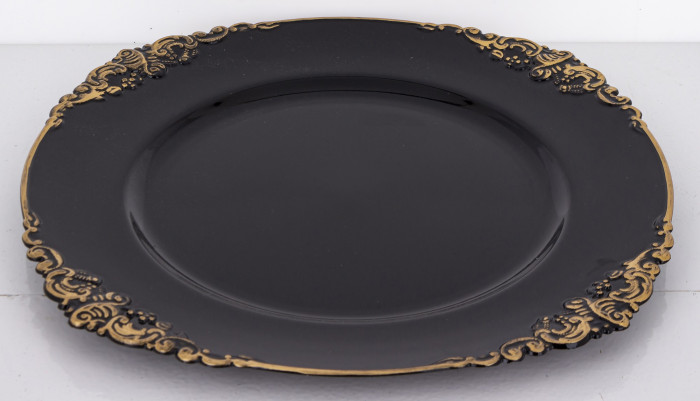 detail Dekoračný tanier čiernozlatý GD DESIGN