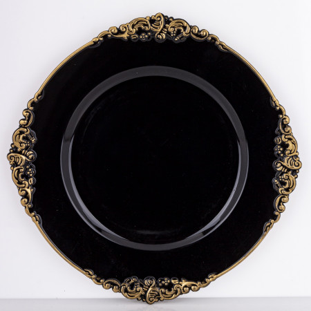 detail Dekoračný tanier čiernozlatý GD DESIGN