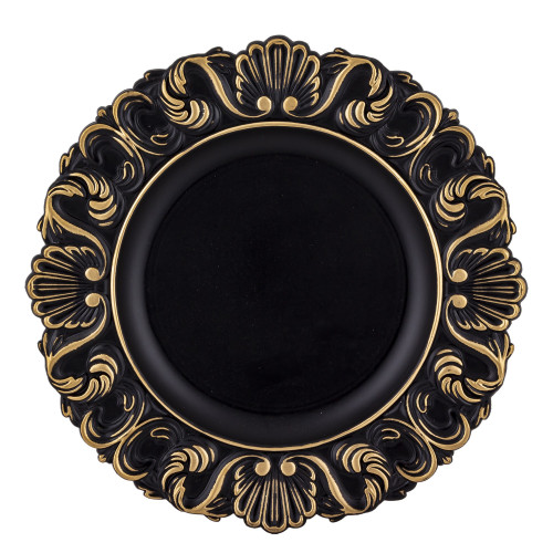 Dekoračný plastový tanier čiernozlatý
