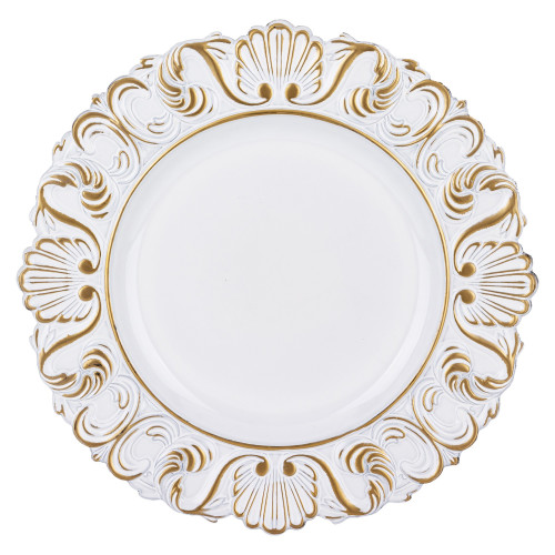 Dekoračný tanier bielozlatý