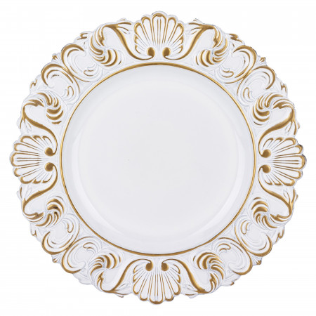 detail Dekoračný tanier bielozlatý GD DESIGN