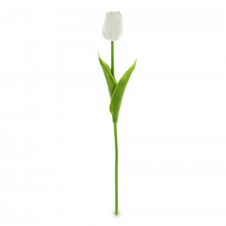 detail Umelý biely tulipán so zelenými lístkami GD DESIGN